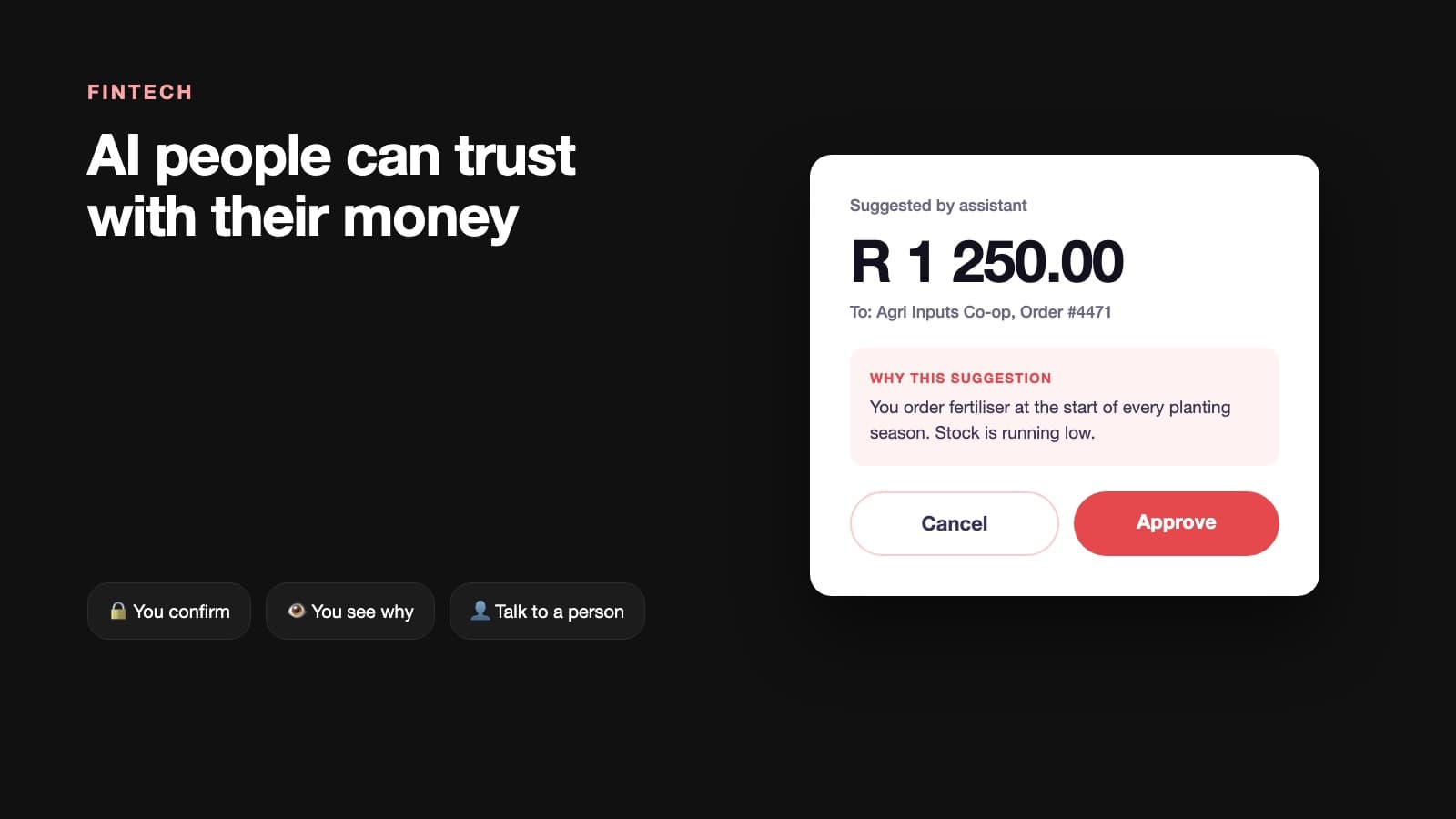 Designing AI people can trust with their money