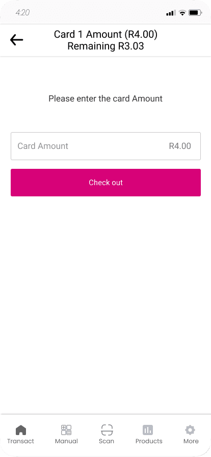 Entering the first card amount for a split payment